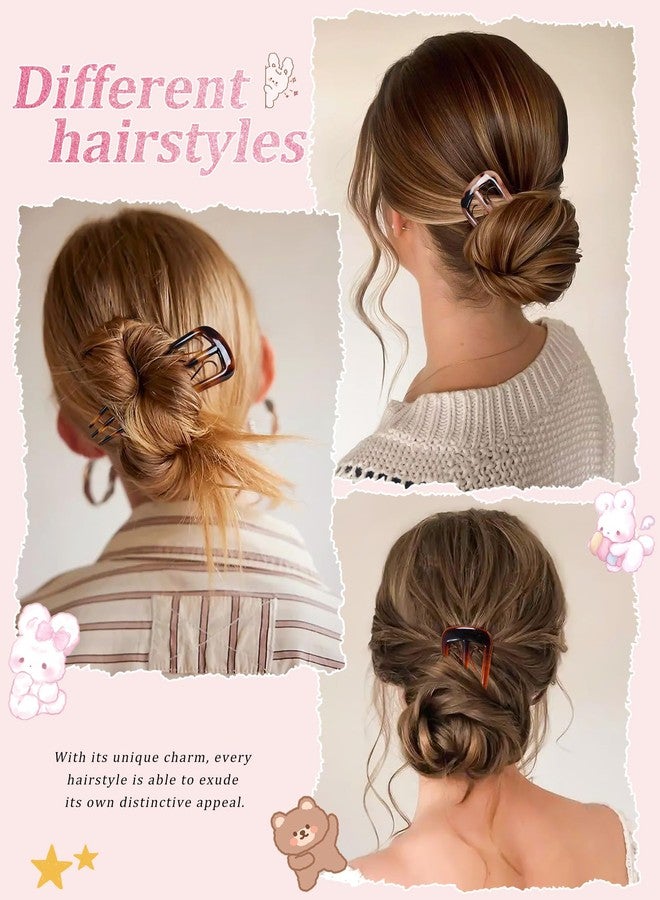 CHLINS 6 PCS French Hair Pins for Women, U-Shaped Hair Forks Stick for Bun Updo Chignons & French Twists, Strong Hold 3 Internal Teeth Hair Chopsticks Styling Accessories - Image 5